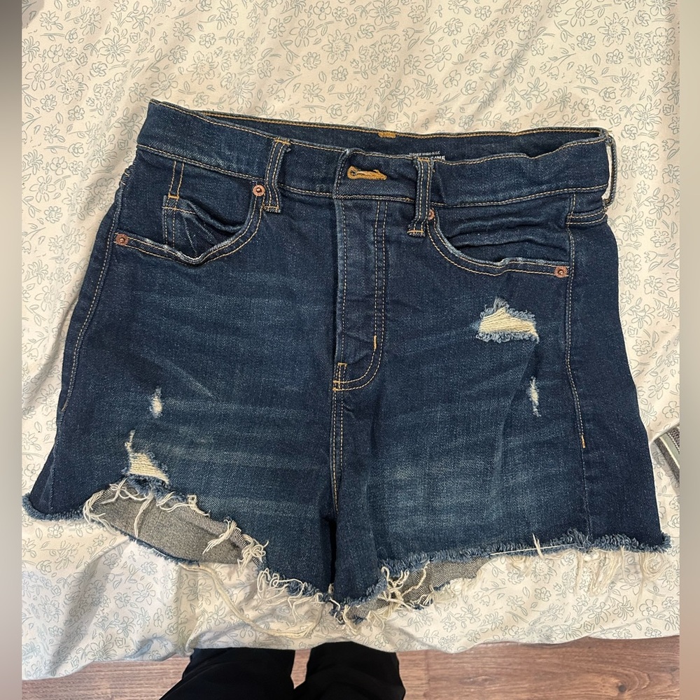 High rise cut off shorts